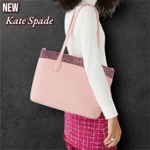 New NWT Kate Spade New York Glitter Pink leather tote bag